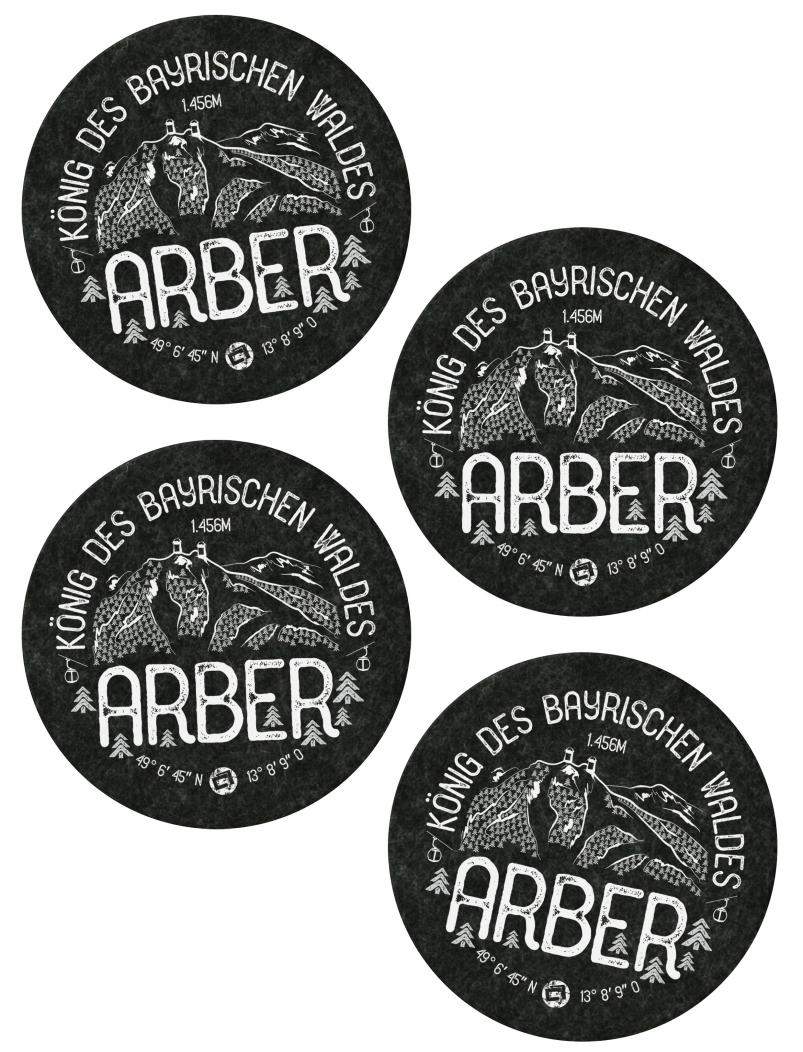 Untersetzer aus Filz ARBER - 10 cm - schwarz - 4er Set