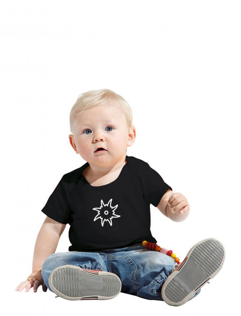 puranda Baby T-Shirt - Süddeutsches Kaltblut - schwarz - Model01 nah