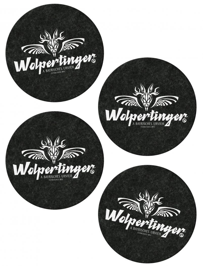 Untersetzer aus Filz WOLPERTINGER - 10 cm - schwarz - 4er Set
